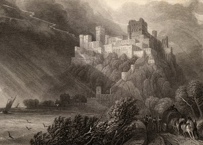 The Ruins of Rheinfels (engraved by W. Radclyffe) by David Roberts